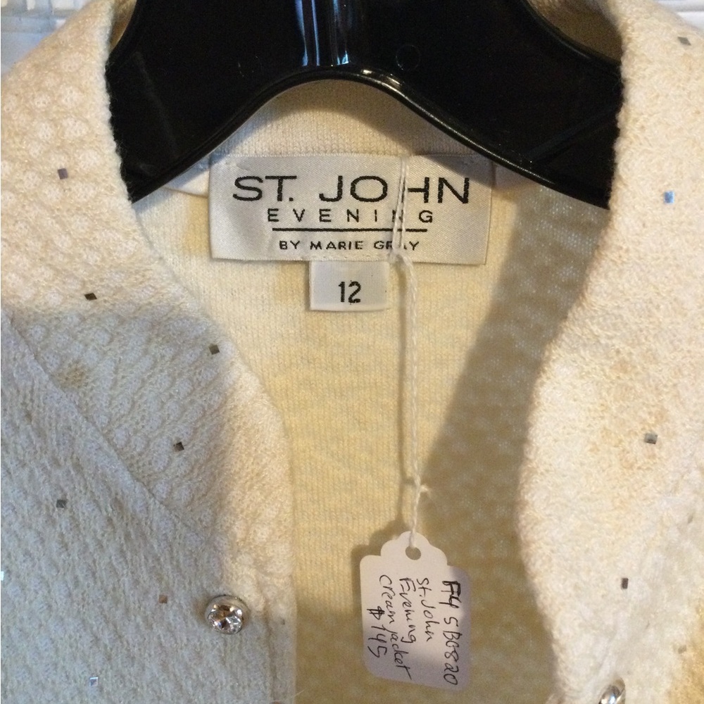 Vintage St. John Sport by Marie Gray Ivory Embellished Blazer - Picture 2 of 10